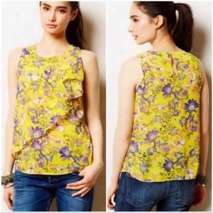 HD in Paris x Anthropologie Yellow Floral Sungarden Blouse Size 4
